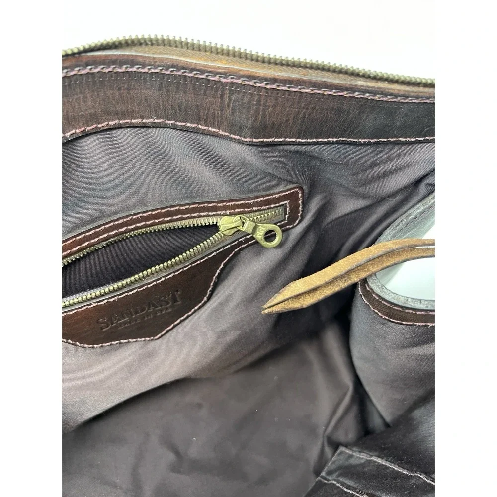 Sandast Sac De Jour Travel Business Bag leather Rare Brown Patina Briefcase